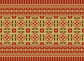 Cross Stitch. Geometric ethnic patterns. Design for Saree, Patola, Sari, Dupatta, Vyshyvanka, rushnyk, dupatta, Clothing, fabric, batik, Knitwear, Embroidery, Ikkat, Pixel pattern. Traditional Design. vector