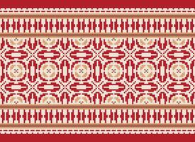 Cross Stitch. Geometric ethnic patterns. Design for Saree, Patola, Sari, Dupatta, Vyshyvanka, rushnyk, dupatta, Clothing, fabric, batik, Knitwear, Embroidery, Ikkat, Pixel pattern. Traditional Design. vector