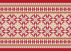 Cross Stitch. Geometric ethnic patterns. Design for Saree, Patola, Sari, Dupatta, Vyshyvanka, rushnyk, dupatta, Clothing, fabric, batik, Knitwear, Embroidery, Ikkat, Pixel pattern. Traditional Design. vector