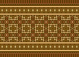 Cross Stitch. Geometric ethnic patterns. Design for Saree, Patola, Sari, Dupatta, Vyshyvanka, rushnyk, dupatta, Clothing, fabric, batik, Knitwear, Embroidery, Ikkat, Pixel pattern. Traditional Design. vector