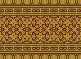 Cross Stitch Embroidery. Ethnic Patterns. Native Style. Traditional Design for texture, textile, fabric, clothing, Knitwear, print. Geometric Pixel Horizontal Seamless Vector. vector