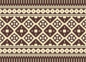 Cross Stitch Embroidery. Ethnic Patterns. Native Style. Traditional Design for texture, textile, fabric, clothing, Knitwear, print. Geometric Pixel Horizontal Seamless Vector. vector