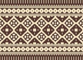 Cross Stitch Embroidery. Ethnic Patterns. Native Style. Traditional Design for texture, textile, fabric, clothing, Knitwear, print. Geometric Pixel Horizontal Seamless Vector. vector