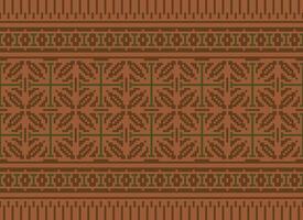 Cross Stitch Embroidery. Ethnic Patterns. Native Style. Traditional Design for texture, textile, fabric, clothing, Knitwear, print. Geometric Pixel Horizontal Seamless Vector. vector