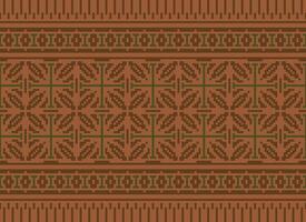 Cross Stitch Embroidery. Ethnic Patterns. Native Style. Traditional Design for texture, textile, fabric, clothing, Knitwear, print. Geometric Pixel Horizontal Seamless Vector. vector