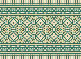 Cross Stitch Embroidery. Ethnic Patterns. Native Style. Traditional Design for texture, textile, fabric, clothing, Knitwear, print. Geometric Pixel Horizontal Seamless Vector. vector