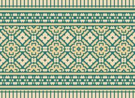 Cross Stitch Embroidery. Ethnic Patterns. Native Style. Traditional Design for texture, textile, fabric, clothing, Knitwear, print. Geometric Pixel Horizontal Seamless Vector. vector