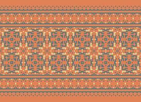 Cross Stitch. Geometric ethnic patterns. Design for Saree, Patola, Sari, Dupatta, Vyshyvanka, rushnyk, dupatta, Clothing, fabric, batik, Knitwear, Embroidery, Ikkat, Pixel pattern. Traditional Design. vector