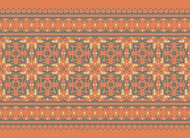 Cross Stitch. Geometric ethnic patterns. Design for Saree, Patola, Sari, Dupatta, Vyshyvanka, rushnyk, dupatta, Clothing, fabric, batik, Knitwear, Embroidery, Ikkat, Pixel pattern. Traditional Design. vector