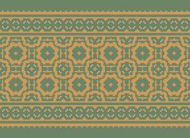 Ethnic Geometric Seamless Fabric Pattern Cross Stitch. Ikat Embroidery Oriental Pixel Pattern Cream Background. Abstract,vector,illustration. Texture,cross Stitch,scarf,decoration,motifs,wallpaper. vector