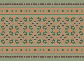 Ethnic Geometric Seamless Fabric Pattern Cross Stitch. Ikat Embroidery Oriental Pixel Pattern Cream Background. Abstract,vector,illustration. Texture,cross Stitch,scarf,decoration,motifs,wallpaper. vector