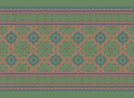 Ethnic Geometric Seamless Fabric Pattern Cross Stitch. Ikat Embroidery Oriental Pixel Pattern Cream Background. Abstract,vector,illustration. Texture,cross Stitch,scarf,decoration,motifs,wallpaper. vector