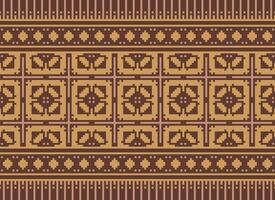 Cross Stitch. Geometric ethnic patterns. Design for Saree, Patola, Sari, Dupatta, Vyshyvanka, rushnyk, dupatta, Clothing, fabric, batik, Knitwear, Embroidery, Ikkat, Pixel pattern. Traditional Design. vector