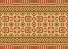 Cross Stitch. Geometric ethnic patterns. Design for Saree, Patola, Sari, Dupatta, Vyshyvanka, rushnyk, dupatta, Clothing, fabric, batik, Knitwear, Embroidery, Ikkat, Pixel pattern. Traditional Design. vector