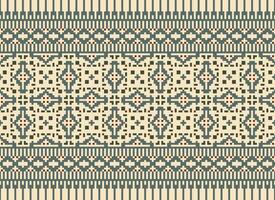 Cross Stitch Embroidery. Ethnic Patterns. Native Style. Traditional Design for texture, textile, fabric, clothing, Knitwear, print. Geometric Pixel Horizontal Seamless Vector. vector