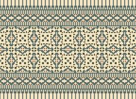 Cross Stitch Embroidery. Ethnic Patterns. Native Style. Traditional Design for texture, textile, fabric, clothing, Knitwear, print. Geometric Pixel Horizontal Seamless Vector. vector