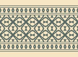 Cross Stitch Embroidery. Ethnic Patterns. Native Style. Traditional Design for texture, textile, fabric, clothing, Knitwear, print. Geometric Pixel Horizontal Seamless Vector. vector