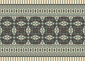 Cross Stitch Embroidery. Ethnic Patterns. Native Style. Traditional Design for texture, textile, fabric, clothing, Knitwear, print. Geometric Pixel Horizontal Seamless Vector. vector