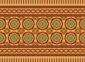 Cross Stitch Embroidery. Ethnic Patterns. Native Style. Traditional Design for texture, textile, fabric, clothing, Knitwear, print. Geometric Pixel Horizontal Seamless Vector. vector