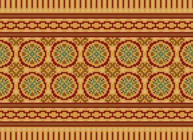 Cross Stitch Embroidery. Ethnic Patterns. Native Style. Traditional Design for texture, textile, fabric, clothing, Knitwear, print. Geometric Pixel Horizontal Seamless Vector. vector