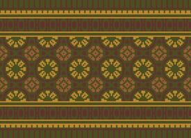 Cross Stitch Embroidery. Ethnic Patterns. Native Style. Traditional Design for texture, textile, fabric, clothing, Knitwear, print. Geometric Pixel Horizontal Seamless Vector. vector