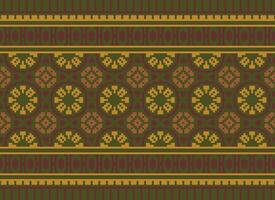 Cross Stitch Embroidery. Ethnic Patterns. Native Style. Traditional Design for texture, textile, fabric, clothing, Knitwear, print. Geometric Pixel Horizontal Seamless Vector. vector