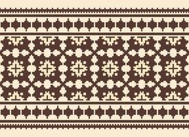 Cross Stitch Embroidery. Ethnic Patterns. Native Style. Traditional Design for texture, textile, fabric, clothing, Knitwear, print. Geometric Pixel Horizontal Seamless Vector. vector