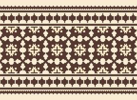 Cross Stitch Embroidery. Ethnic Patterns. Native Style. Traditional Design for texture, textile, fabric, clothing, Knitwear, print. Geometric Pixel Horizontal Seamless Vector. vector