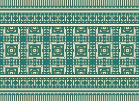 Cross Stitch Embroidery. Ethnic Patterns. Native Style. Traditional Design for texture, textile, fabric, clothing, Knitwear, print. Geometric Pixel Horizontal Seamless Vector. vector