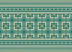 Cross Stitch Embroidery. Ethnic Patterns. Native Style. Traditional Design for texture, textile, fabric, clothing, Knitwear, print. Geometric Pixel Horizontal Seamless Vector. vector