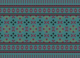 Cross Stitch Embroidery. Ethnic Patterns. Native Style. Traditional Design for texture, textile, fabric, clothing, Knitwear, print. Geometric Pixel Horizontal Seamless Vector. vector