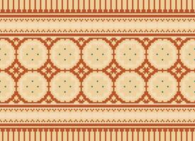 Cross Stitch Embroidery. Ethnic Patterns. Native Style. Traditional Design for texture, textile, fabric, clothing, Knitwear, print. Geometric Pixel Horizontal Seamless Vector. vector