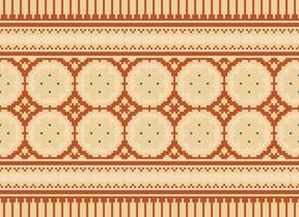 Cross Stitch Embroidery. Ethnic Patterns. Native Style. Traditional Design for texture, textile, fabric, clothing, Knitwear, print. Geometric Pixel Horizontal Seamless Vector. vector