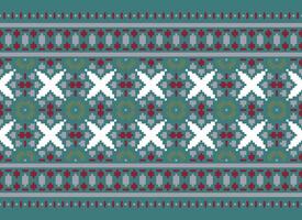 Cross Stitch Embroidery. Ethnic Patterns. Native Style. Traditional Design for texture, textile, fabric, clothing, Knitwear, print. Geometric Pixel Horizontal Seamless Vector. vector