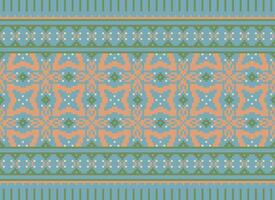 Cross Stitch Border. Embroidery Cross Stitch. Ethnic Patterns. Geometric Ethnic Indian pattern. Native Ethnic pattern.Texture Textile Fabric Clothing Knitwear print. Pixel Horizontal Seamless Vector. vector