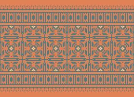 Cross Stitch Border. Embroidery Cross Stitch. Ethnic Patterns. Geometric Ethnic Indian pattern. Native Ethnic pattern.Texture Textile Fabric Clothing Knitwear print. Pixel Horizontal Seamless Vector. vector