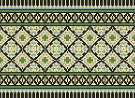 Cross Stitch Embroidery. Ethnic Patterns. Native Style. Traditional Design for texture, textile, fabric, clothing, Knitwear, print. Geometric Pixel Horizontal Seamless Vector. vector
