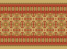 Cross Stitch Border. Embroidery Cross Stitch. Ethnic Patterns. Geometric Ethnic Indian pattern. Native Ethnic pattern.Texture Textile Fabric Clothing Knitwear print. Pixel Horizontal Seamless Vector. vector