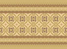 Cross Stitch Embroidery. Ethnic Patterns. Native Style. Traditional Design for texture, textile, fabric, clothing, Knitwear, print. Geometric Pixel Horizontal Seamless Vector. vector