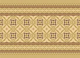 Cross Stitch Embroidery. Ethnic Patterns. Native Style. Traditional Design for texture, textile, fabric, clothing, Knitwear, print. Geometric Pixel Horizontal Seamless Vector. vector