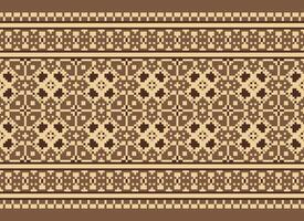 Cross Stitch Embroidery. Ethnic Patterns. Native Style. Traditional Design for texture, textile, fabric, clothing, Knitwear, print. Geometric Pixel Horizontal Seamless Vector. vector