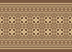 Cross Stitch Embroidery. Ethnic Patterns. Native Style. Traditional Design for texture, textile, fabric, clothing, Knitwear, print. Geometric Pixel Horizontal Seamless Vector. vector