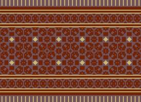 Cross Stitch. Geometric ethnic patterns. Design for Saree, Patola, Sari, Dupatta, Vyshyvanka, rushnyk, dupatta, Clothing, fabric, batik, Knitwear, Embroidery, Ikkat, Pixel pattern. Traditional Design. vector