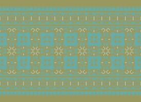 Cross Stitch Border. Embroidery Cross Stitch. Ethnic Patterns. Geometric Ethnic Indian pattern. Native Ethnic pattern.Texture Textile Fabric Clothing Knitwear print. Pixel Horizontal Seamless Vector. vector