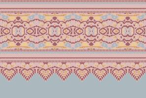 Cross Stitch. Geometric ethnic patterns. Design for Saree, Patola, Sari, Dupatta, Vyshyvanka, rushnyk, dupatta, Clothing, fabric, batik, Knitwear, Embroidery, Ikkat, Pixel pattern. Traditional Design. vector