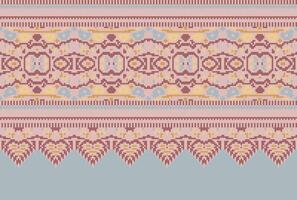 Cross Stitch. Geometric ethnic patterns. Design for Saree, Patola, Sari, Dupatta, Vyshyvanka, rushnyk, dupatta, Clothing, fabric, batik, Knitwear, Embroidery, Ikkat, Pixel pattern. Traditional Design. vector