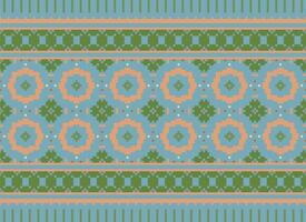 Cross Stitch. Geometric ethnic patterns. Design for Saree, Patola, Sari, Dupatta, Vyshyvanka, rushnyk, dupatta, Clothing, fabric, batik, Knitwear, Embroidery, Ikkat, Pixel pattern. Traditional Design. vector