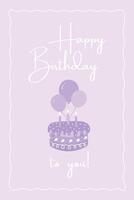 Cute blue happy birthday card vector