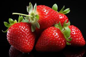 AI generated fresh juicy strawberries photo