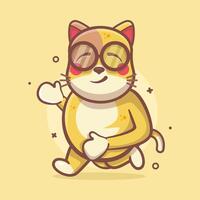 cheerful cat animal character mascot running isolated cartoon in flat style design vector